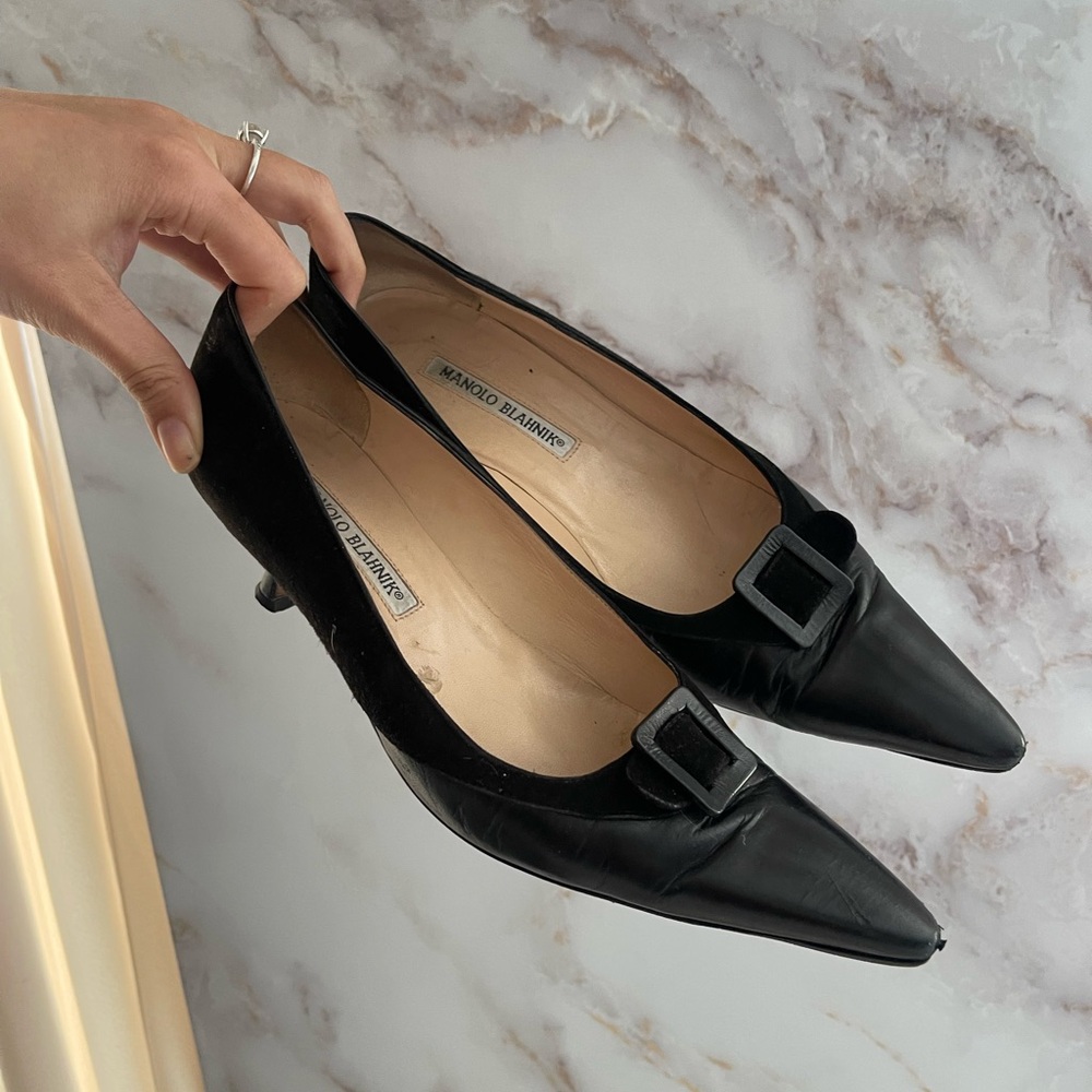 Vintage Black Women's Kitten Heels by Manolo Blahnik